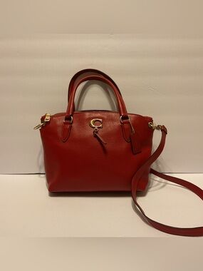 Coach Remi Red Leather Shoulder Bag Satchel Crossbody With Signature C Accents